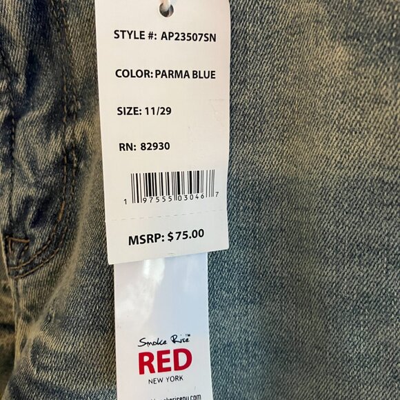 Smoke Rise Red Jeans Size 11/29 Blue Denim Acid Wash High Rise Flare Curvy Fit - Picture 5 of 14